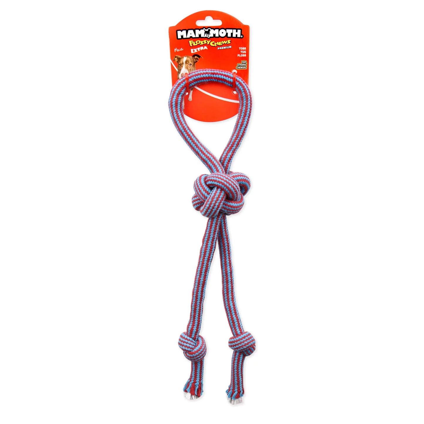 Durable 18" Flossy Chews Double-Tug Cotton-Blend Dog Toy with Loop Handle - Perfect for Medium Dogs!