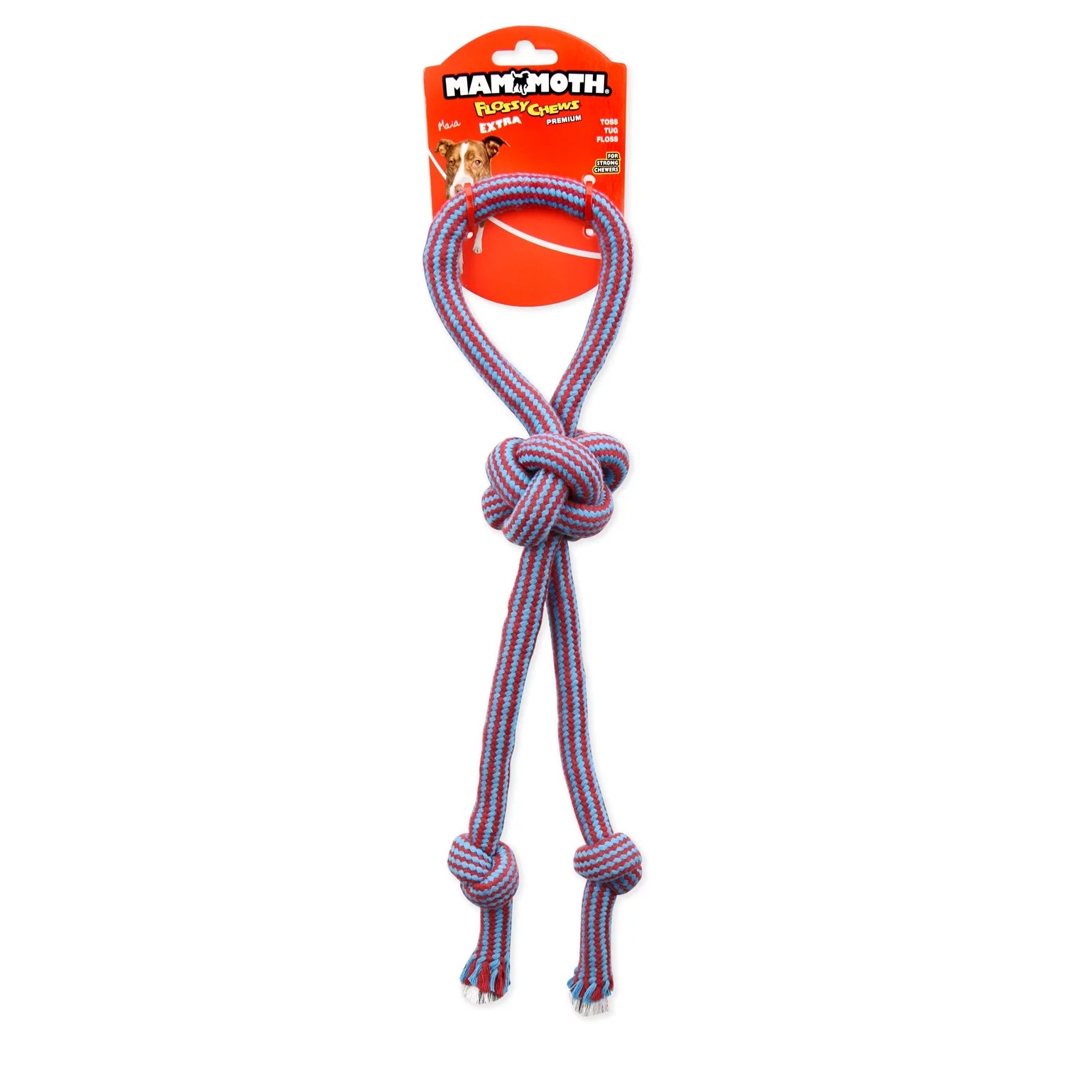 Durable 18" Flossy Chews Double-Tug Cotton-Blend Dog Toy with Loop Handle - Perfect for Medium Dogs!
