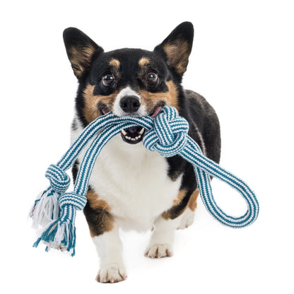 Durable 18" Flossy Chews Double-Tug Cotton-Blend Dog Toy with Loop Handle - Perfect for Medium Dogs!