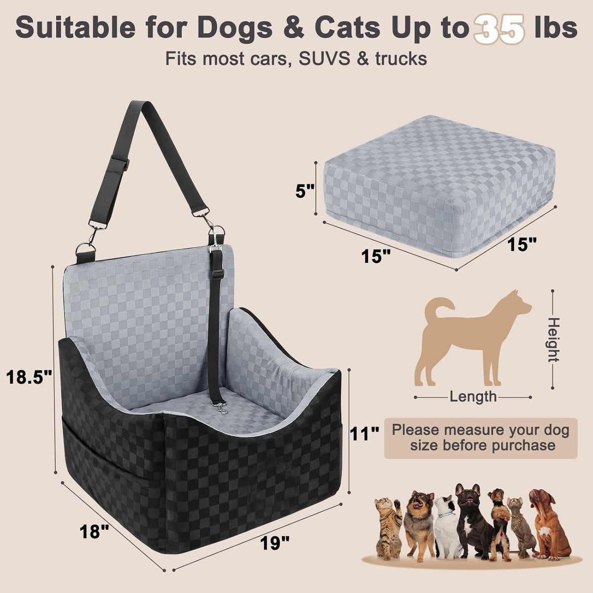 RideReady Memory Foam Pet Car Seat